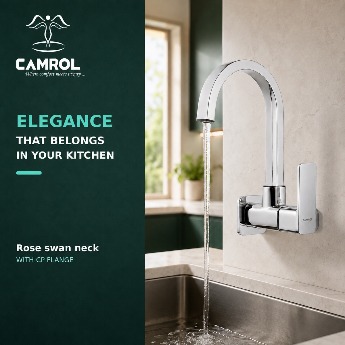 Camrol Rose Sink Cock With C.p Flange