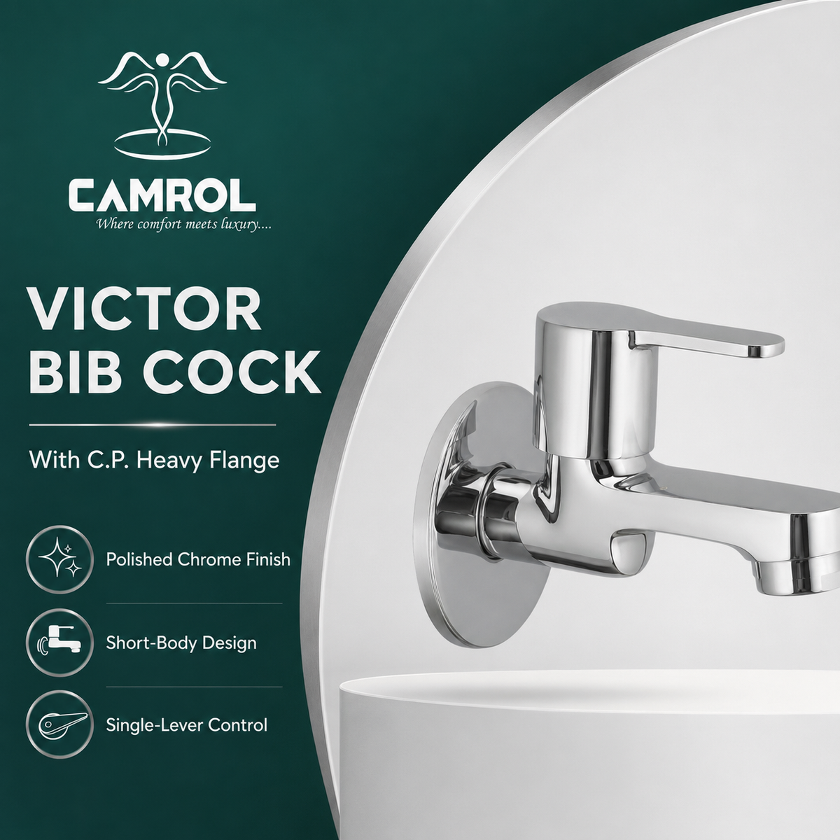 Camrol Victor Bib Cock With C.p Flange