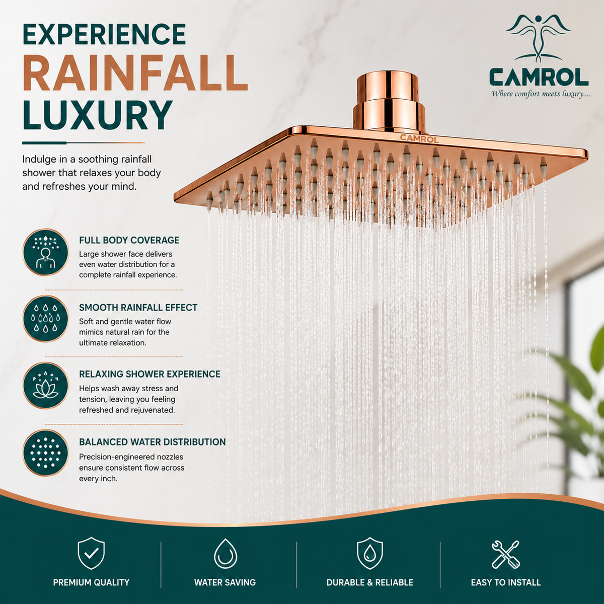 Camrol Shower Pvd Rose Gold