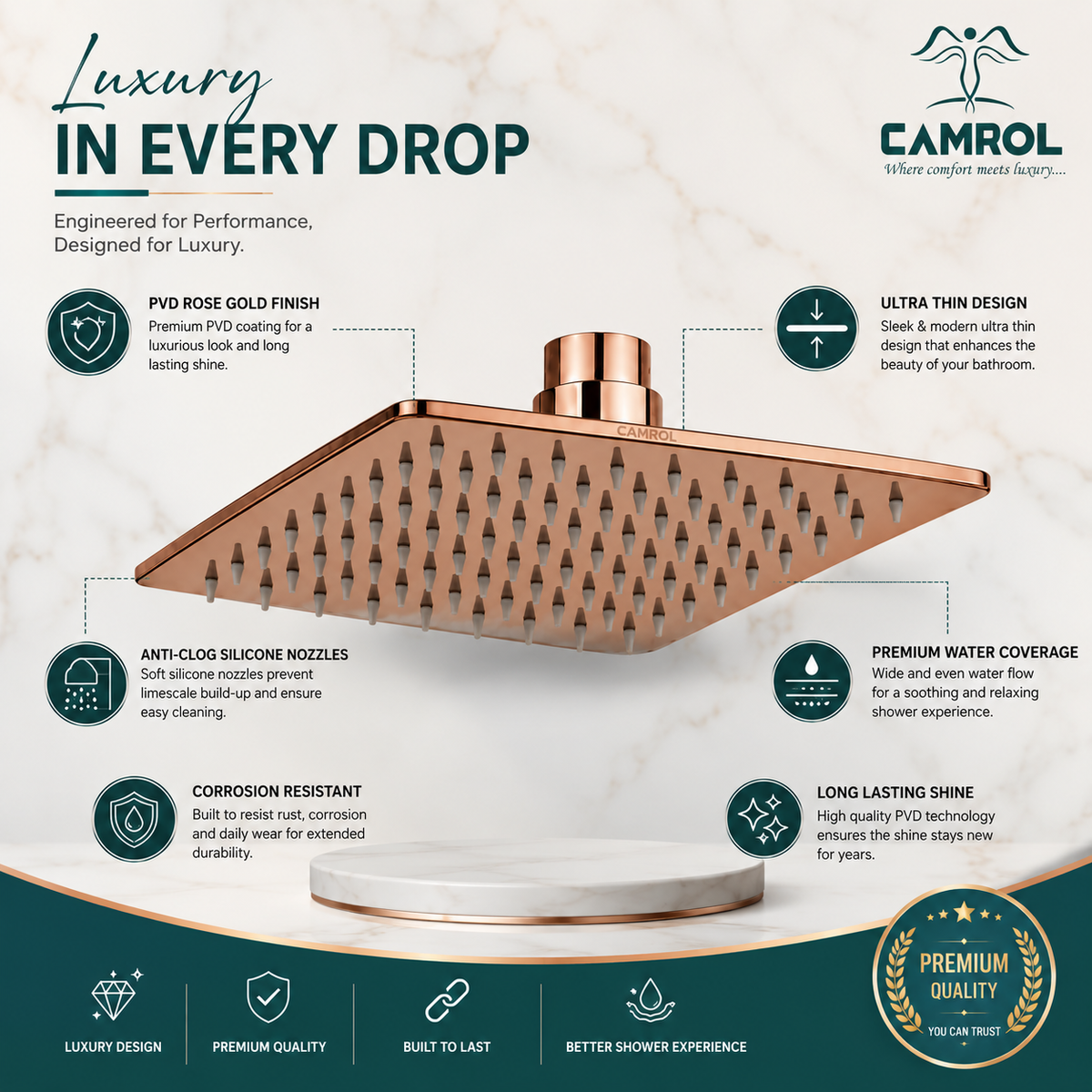 Camrol Shower Pvd Rose Gold