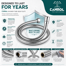 Camrol Stainless Steel 304 Shower Tube Brass Fitting Heavy Flexible Health Faucet Hose Pipe | Rust Resistant | Chrome | For Health Faucets & Hand Showers