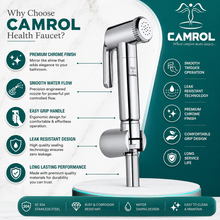 Camrol ABS Jaguar Health Faucet Gun | Hand Jet Bidet Spray Head | Bathroom Health Faucet | Wall Mount Installation | Chrome