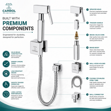 Camrol Pure Brass Hex Gun Tube With Sumo Hook Health Faucet | Jet Spray for Toilet | Health Faucet Gun | Hand Shower for Toilet | Chrome Finish