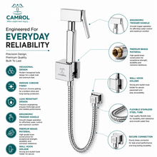 Camrol Pure Brass Hex Gun Tube With Sumo Hook Health Faucet | Jet Spray for Toilet | Health Faucet Gun | Hand Shower for Toilet | Chrome Finish