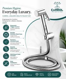 Camrol Jaguar ABS Tube with ABS Hook Health Faucet Gun | Hand Jet Bidet Spray Head | Health Faucet for Bathroom | Wall Mount Installation | Chrome
