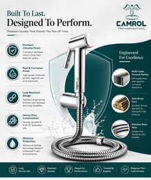 Camrol Jaguar ABS Tube with ABS Hook Health Faucet Gun | Hand Jet Bidet Spray Head | Health Faucet for Bathroom | Wall Mount Installation | Chrome