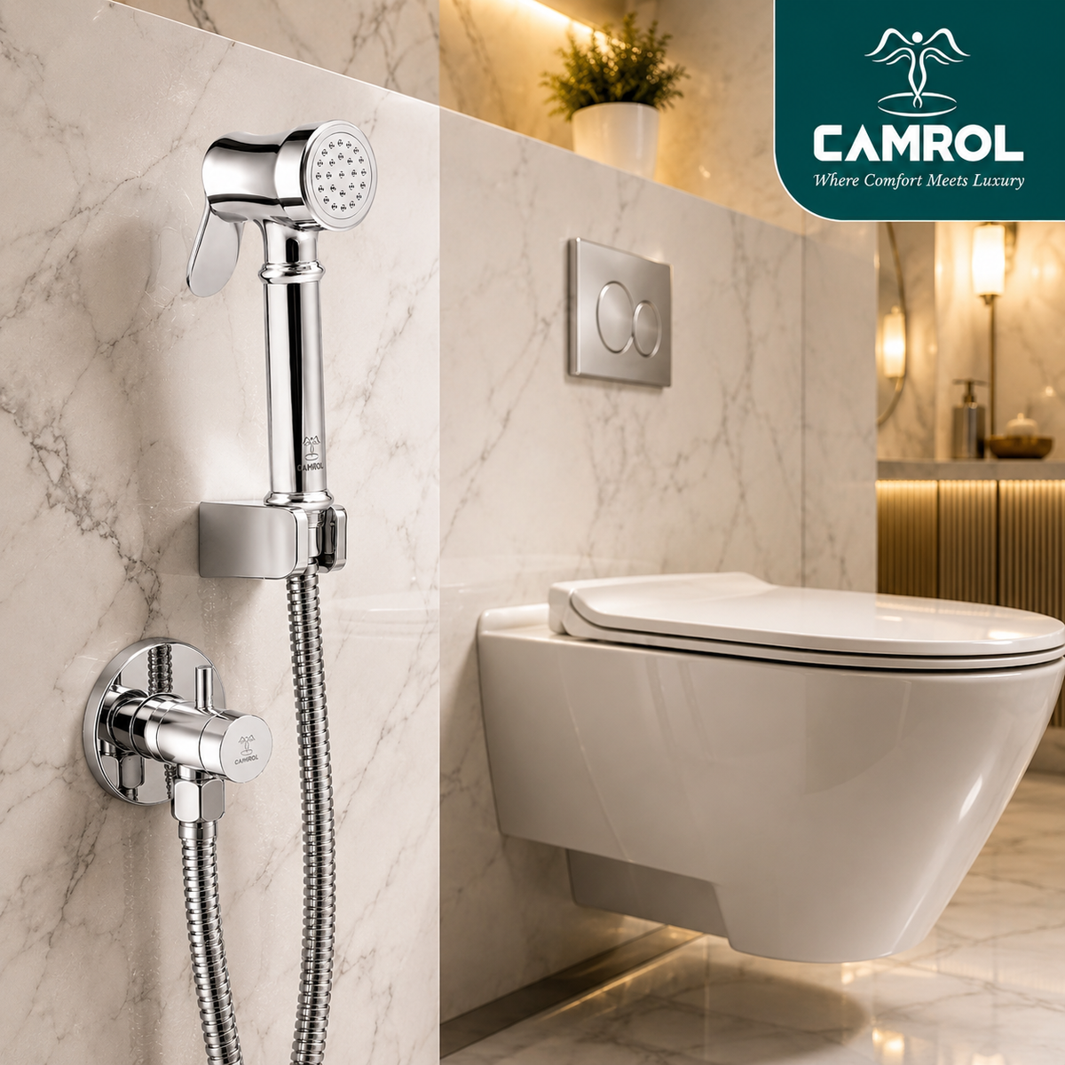 CAMROL Stainless Steel Health Faucet Brass Legent Gun for Bathroom | Jet Spray for Toilet | Handheld Bidet Spray | 304 Grade Stainless Steel | Brushed Silver Finish