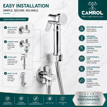 CAMROL Stainless Steel Health Faucet Brass Legent Gun for Bathroom | Jet Spray for Toilet | Handheld Bidet Spray | 304 Grade Stainless Steel | Brushed Silver Finish