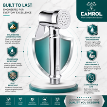 CAMROL Stainless Steel Health Faucet Brass Legent Gun for Bathroom | Jet Spray for Toilet | Handheld Bidet Spray | 304 Grade Stainless Steel | Brushed Silver Finish