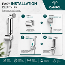 Camrol ABS Grohe Gun Tube with ABS Hook Health Faucet with 1000mm Flexible Hose | Jet Spray for Toilet | Powerful Cleaning | Wall Mounted | Chrome Finish
