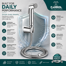 Camrol ABS Grohe Gun Tube with ABS Hook Health Faucet with 1000mm Flexible Hose | Jet Spray for Toilet | Powerful Cleaning | Wall Mounted | Chrome Finish