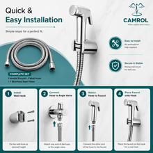 Camrol Conti Heavy Duty Med Tube & ABS Gun Health Faucet with 304 Grade Stainless Steel Hose & Wall Hook | Jet Spray Toilet