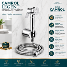 CAMROL Stainless Steel Health Faucet Brass Legent Gun Tube with Sumo Hook for Bathroom | Jet Spray for Toilet | Handheld Bidet Spray | 304 Grade Stainless Steel | Brushed Silver Finish