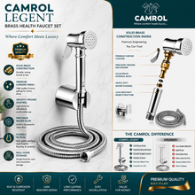 CAMROL Stainless Steel Health Faucet Brass Legent Gun Tube with Sumo Hook for Bathroom | Jet Spray for Toilet | Handheld Bidet Spray | 304 Grade Stainless Steel | Brushed Silver Finish