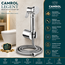 CAMROL Stainless Steel Health Faucet Brass Legent Gun Tube with Sumo Hook for Bathroom | Jet Spray for Toilet | Handheld Bidet Spray | 304 Grade Stainless Steel | Brushed Silver Finish