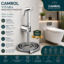 Camrol 304 Stainless Steel Brass Vitara Gun Tube With Sumo Hook Health Faucet | Jet Spray for Bathroom & Toilet | Brushed Silver