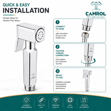 Camrol Pure Brass Hex Gun Health Faucet | Jet Spray for Toilet | Health Faucet Gun | Hand Shower for Toilet | Chrome Finish