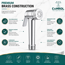 CAMROL Stainless Steel Health Faucet for Bathroom | Jet Spray for Toilet | Handheld Bidet Spray | 304 Grade Stainless Steel | Brushed Silver Finish