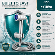 Camrol Stainless Steel ABS Perry Tube With ABS Hook Health Faucet Gun | Jet Spray for Bathroom & Toilet | Brushed Silver | Without Hose & Wall Hook