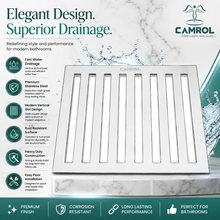 Camrol Jali Premium Square Vertical Grating Stainless Steel Floor Drain | Premium Drain Cover | Rust & Corrosion Resistant | Square Floor Drain for Bathroom, Kitchen, Balcony & Terrace