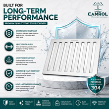 Camrol Jali Premium Square Vertical Grating Stainless Steel Floor Drain | Premium Drain Cover | Rust & Corrosion Resistant | Square Floor Drain for Bathroom, Kitchen, Balcony & Terrace