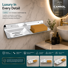 Camrol Stainless Steel Double Soap Holder | Wall Mounted Double Soap Dish | Bathroom & Kitchen Soap Stand | Chrome