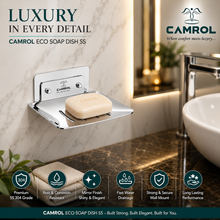 Camrol Stainless Steel Square Soap Dish Holder | Wall Mounted Soap Stand | Chrome Finish | Bathroom & Kitchen