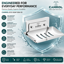 Camrol Stainless Steel Square Soap Dish Holder | Wall Mounted Soap Stand | Chrome Finish | Bathroom & Kitchen