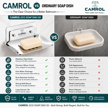 Camrol Stainless Steel Square Soap Dish Holder | Wall Mounted Soap Stand | Chrome Finish | Bathroom & Kitchen