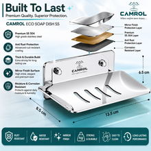 Camrol Stainless Steel Square Soap Dish Holder | Wall Mounted Soap Stand | Chrome Finish | Bathroom & Kitchen