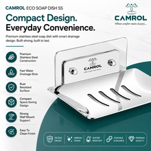 Camrol Stainless Steel Square Soap Dish Holder | Wall Mounted Soap Stand | Chrome Finish | Bathroom & Kitchen