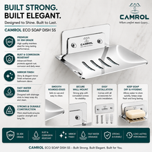 Camrol Stainless Steel Square Soap Dish Holder | Wall Mounted Soap Stand | Chrome Finish | Bathroom & Kitchen