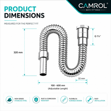 Camrol PVC Water Outlet Waste Pipe / CP Hose Pipe for Bathroom Wash Basin & Kitchen Sink | Flexible & Stretchable | Chrome Finish
