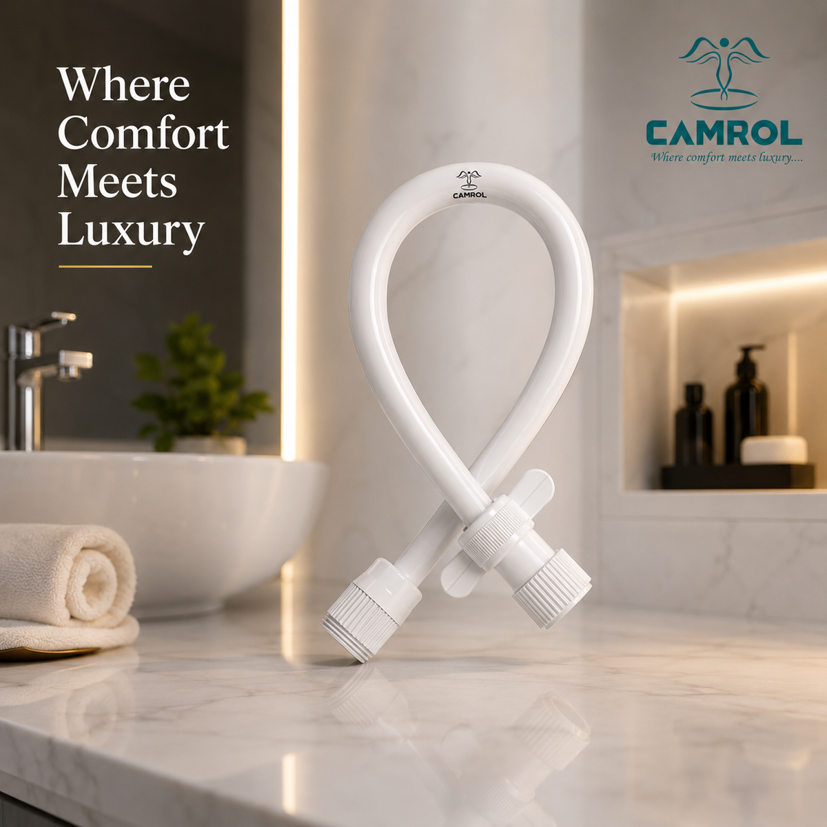 Camrol PTMT Heavy-Duty Connection Pipe | For Wash Basin, Geyser & Flush Tanks | White | Bathroom Plumbing Accessory