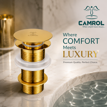 Camrol Brass Golden Pop-Up Waste Coupling for Wash Basin | Gold Glossy