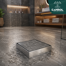 Camrol Square Tile Insert Floor Drain | 304 Stainless Steel | Invisible Shower Drain Channel | Waste Water Floor Drain for 13mm Tile | Drainer Channel | Anti Cockroach Trap | Silver