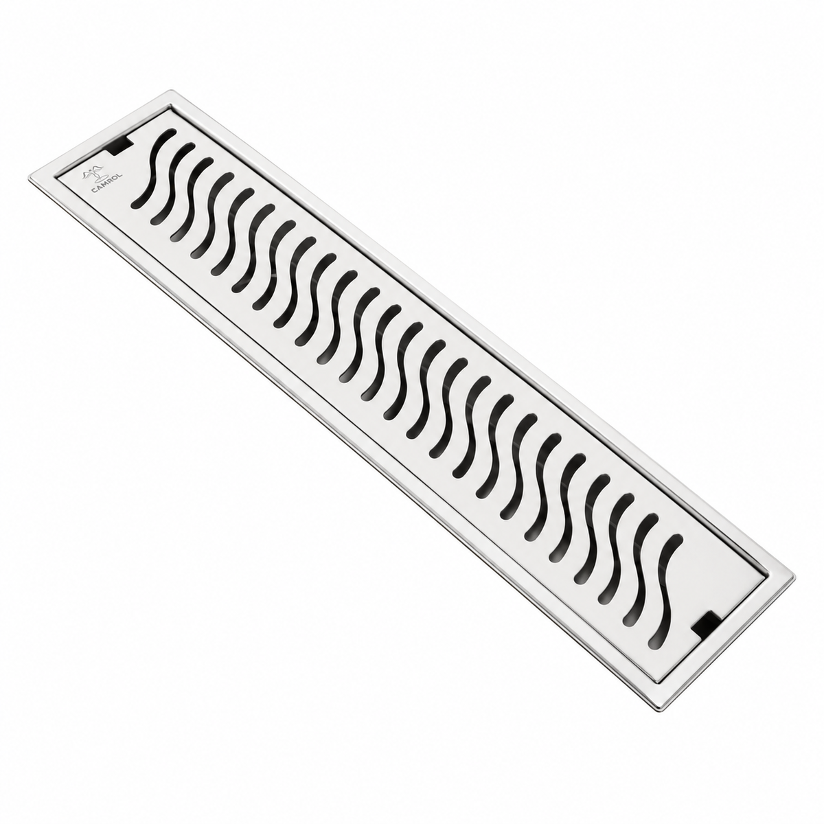 Camrol Shower Drain Wave Channel | 304 Grade Stainless Steel Floor Drain | Brushed Finish | Removable Grate with Cockroach Trap & Side Hole