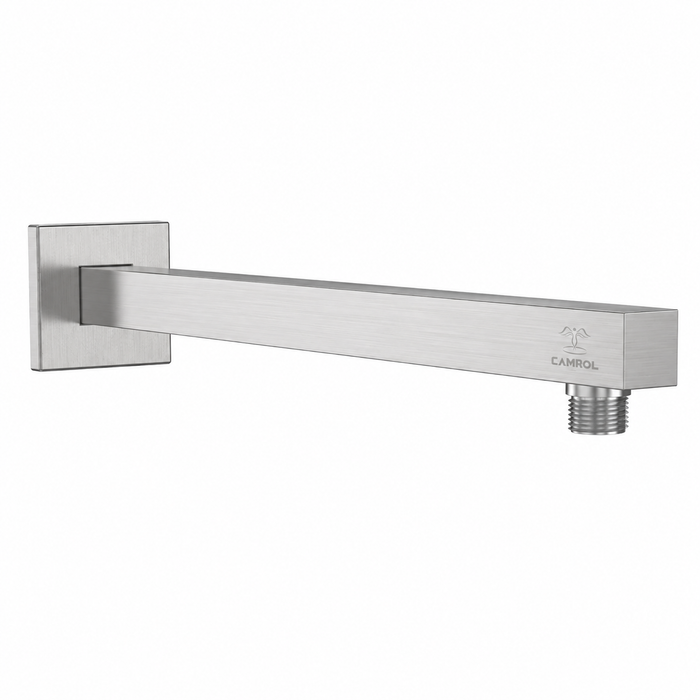 Camrol Square Stainless Steel Shower Arm with Wall Flange | Chrome Polished Finish