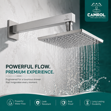 Camrol Square Stainless Steel Shower Arm with Wall Flange | Chrome Polished Finish