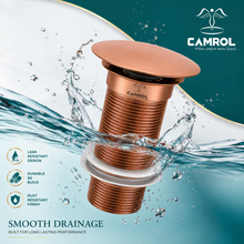 Camrol Brass Stainless Steel Wash Basin Waste Rose Gold Popup Sink Coupling with Full Thread Glossy Finish | Corrosion Resistant | Rose Gold | 1 Piece