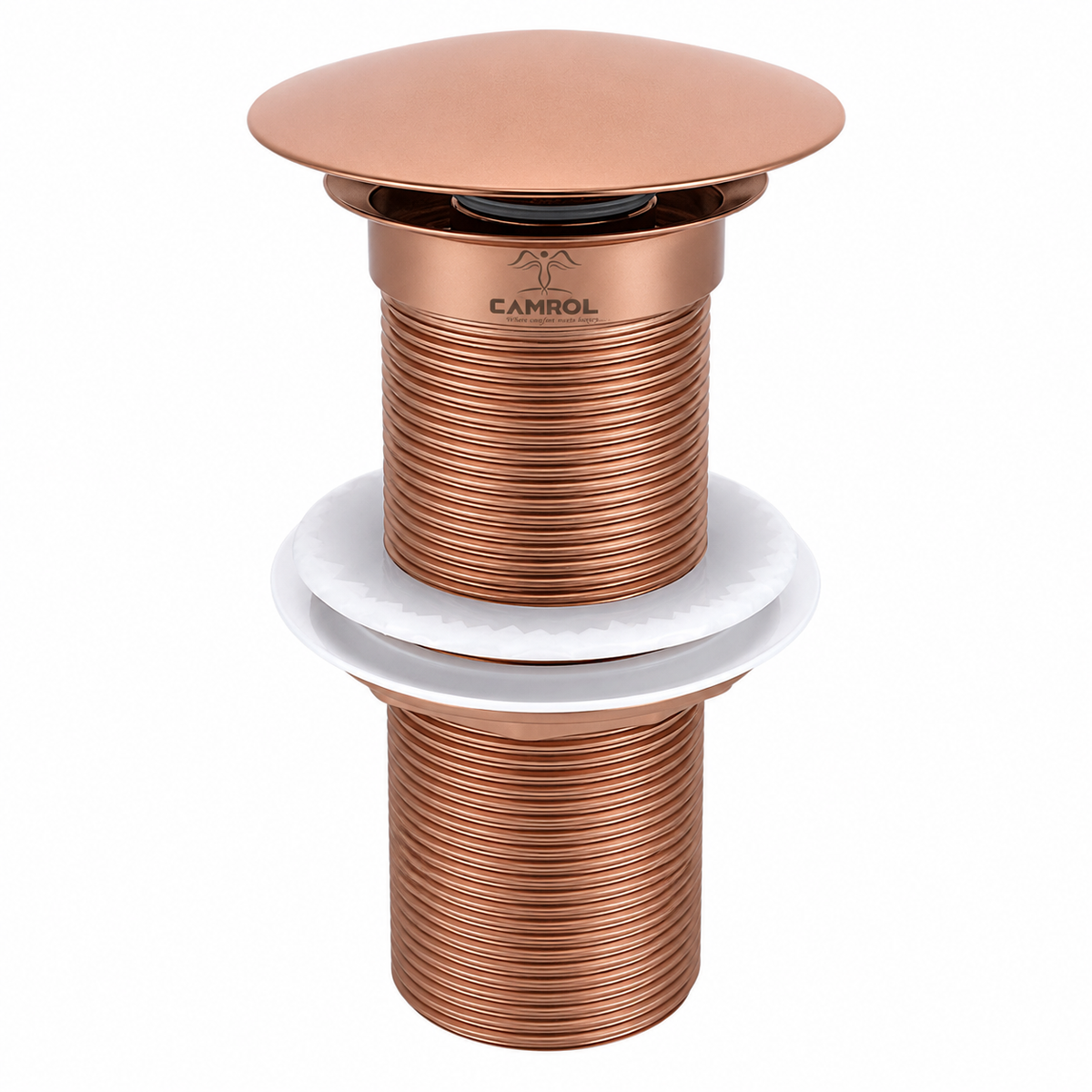 Camrol Brass Stainless Steel Wash Basin Waste Rose Gold Popup Sink Coupling with Full Thread Glossy Finish | Corrosion Resistant | Rose Gold | 1 Piece