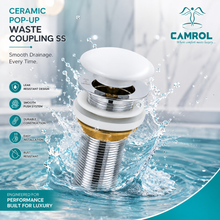 Camrol Brass Stainless Steel Wash Basin Waste Popup Sink Coupling with Full Thread Glossy Finish | Corrosion Resistant | Ceramic | 1 Piece