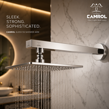 Camrol Rectangle Stainless Steel Shower Arm with Wall Flange | Chrome Finish | Wall Mount for Overhead Shower