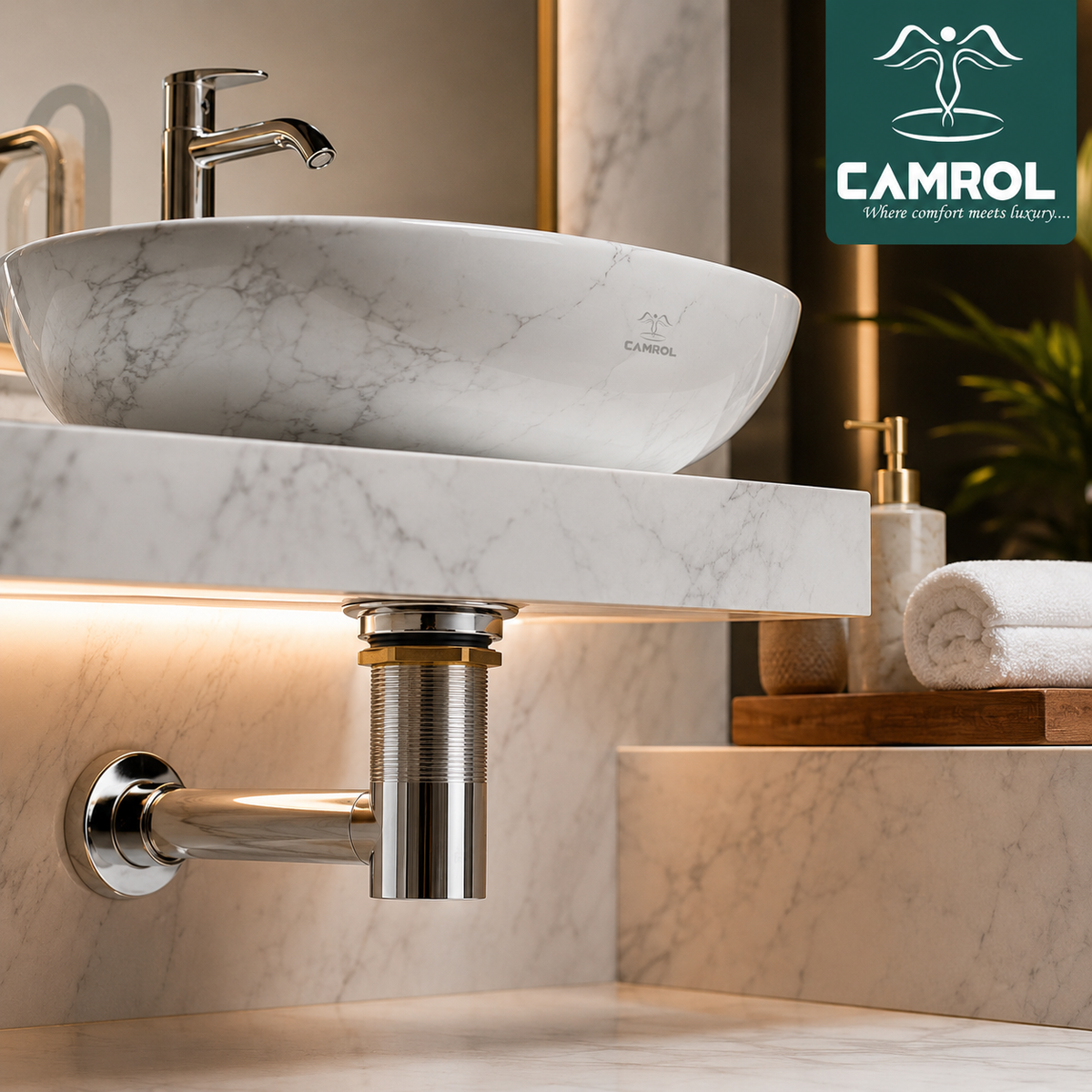 Camrol Full Thread Waste Coupling SS for Wash Basin | 304 Grade Stainless Steel | Rust & Corrosion Resistant | Chrome Finish
