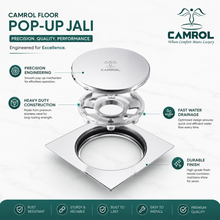 Camrol Stainless Steel Pop-Up Floor Drain | Anti-Foul & Anti-Cockroach | For Bathroom, Balcony, Roof, Terrace, Floor & Parking | Glossy Chrome
