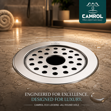 Camrol 5 x 5 Inches Stainless Steel Square Flat Cut Floor Water Drain | Premium Locking Round Jali Grating Trap with Lock | Bathroom & Kitchen Drain Cover | Rust & Corrosion Resistant | Silver