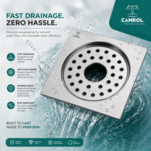 Camrol Jali Eco Square Locking Hole Floor Drain | 304 Grade Stainless Steel Floor Trap Jali | Polished Finish | Locking Drain Cover