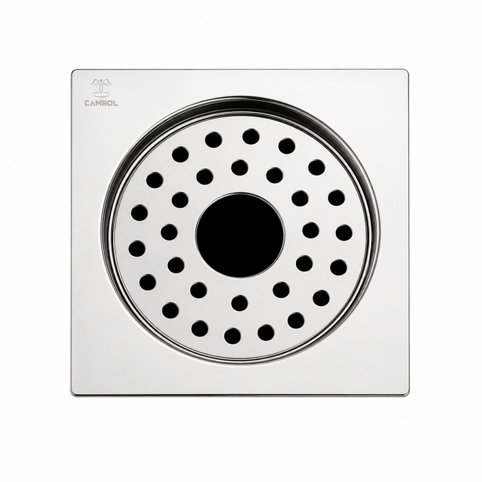 Camrol 5 x 5 Inches Stainless Steel Square Flat Cut Floor Water Drain | Premium Locking square Hole Jali Grating Trap with Lock | Bathroom & Kitchen Drain Cover | Rust & Corrosion Resistant | Silver