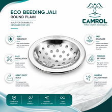 Camrol Eco Round Beeding Plain Jali | Stainless Steel Floor Drain Cover with Plain | Chrome Finish | Bathroom, Kitchen & Balcony Floor Drain