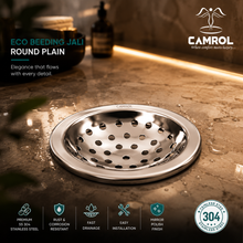 Camrol Eco Round Beeding Plain Jali | Stainless Steel Floor Drain Cover with Plain | Chrome Finish | Bathroom, Kitchen & Balcony Floor Drain